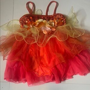Sparkling Orange and Red Kids Costume